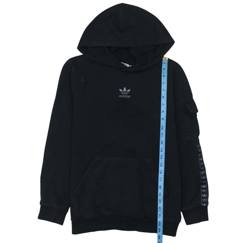 Adidas Boys Black Pullover Hoodie 13-14 Years Cotton Fleece Lined