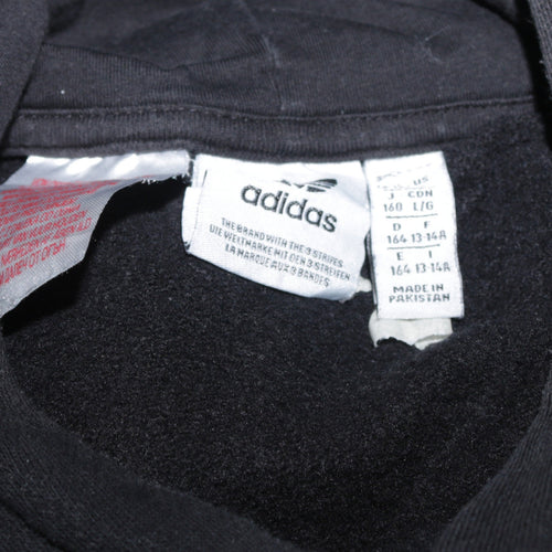 Adidas Boys Black Pullover Hoodie 13-14 Years Cotton Fleece Lined