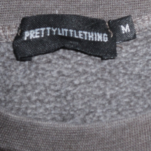 PrettyLittleThing Women Grey Pullover Sweatshirt Size M Wyoming 1986 USA Embroidered