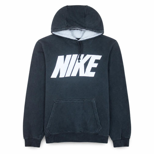 Front view of Nike men’s black pullover hoodie small logo fleece sweatshirt