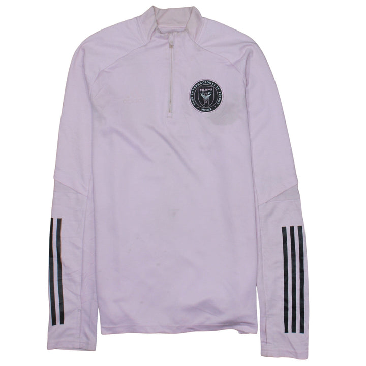 Adidas Men's Pink Inter Miami 1/4 Zip Training Top M Long Sleeve