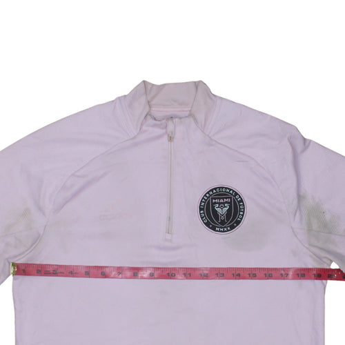 Adidas Men's Pink Inter Miami 1/4 Zip Training Top M Long Sleeve