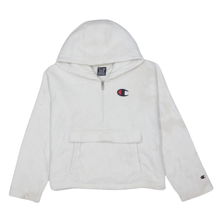 Champion Women’s White Medium 1/4 Zip Hoodie Fleece Logo JD Sports