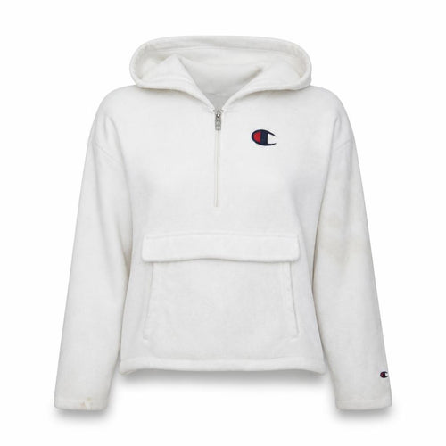 Champion Women’s White Medium 1/4 Zip Hoodie Fleece Logo JD Sports