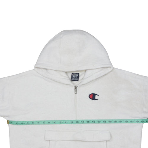 Champion Women’s White Medium 1/4 Zip Hoodie Fleece Logo JD Sports