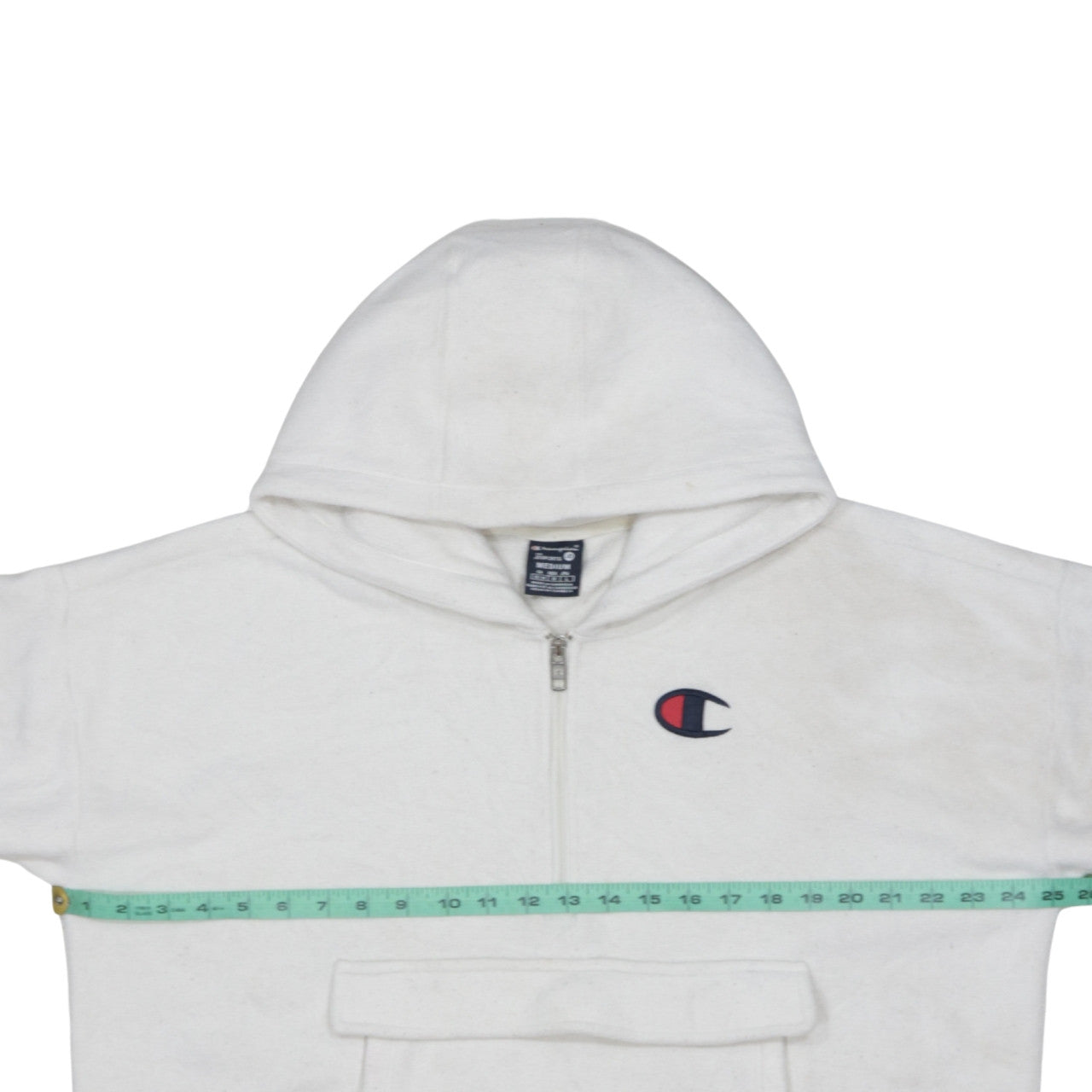 Champion Women’s White Medium 1/4 Zip Hoodie Fleece Logo JD Sports