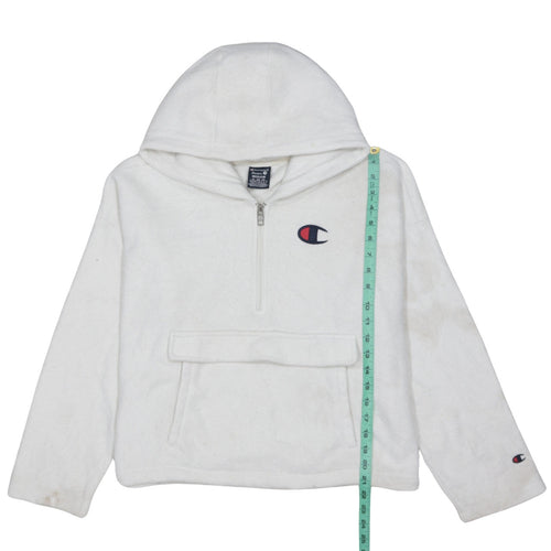 Champion Women’s White Medium 1/4 Zip Hoodie Fleece Logo JD Sports