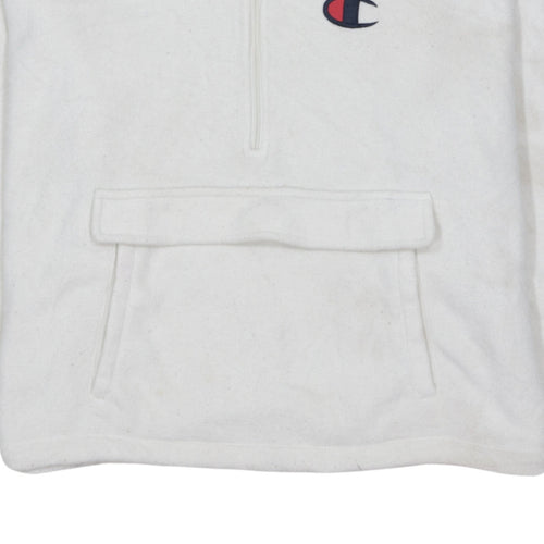 Champion Women’s White Medium 1/4 Zip Hoodie Fleece Logo JD Sports