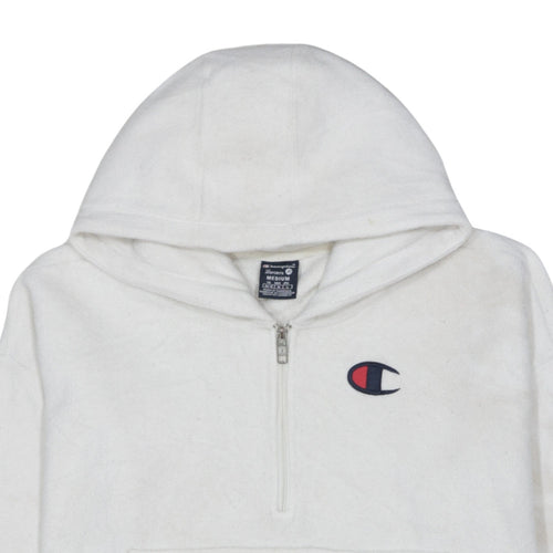 Champion Women’s White Medium 1/4 Zip Hoodie Fleece Logo JD Sports