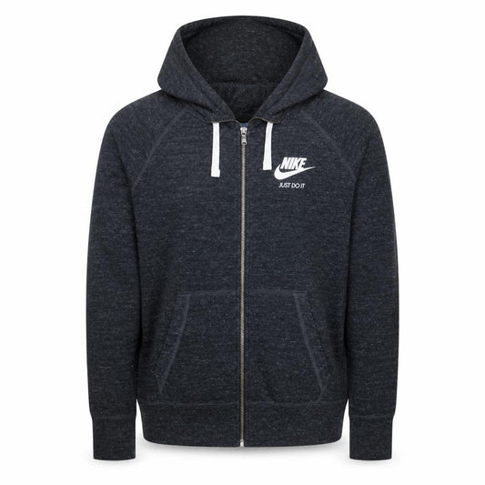 Front view of Nike Men's Black XL Full Zip Hoodie Just Do It Logo Sportswear