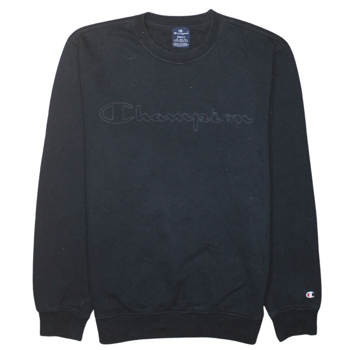 Champion Men's Black Small Crew Neck Fleece Pullover Sweatshirt