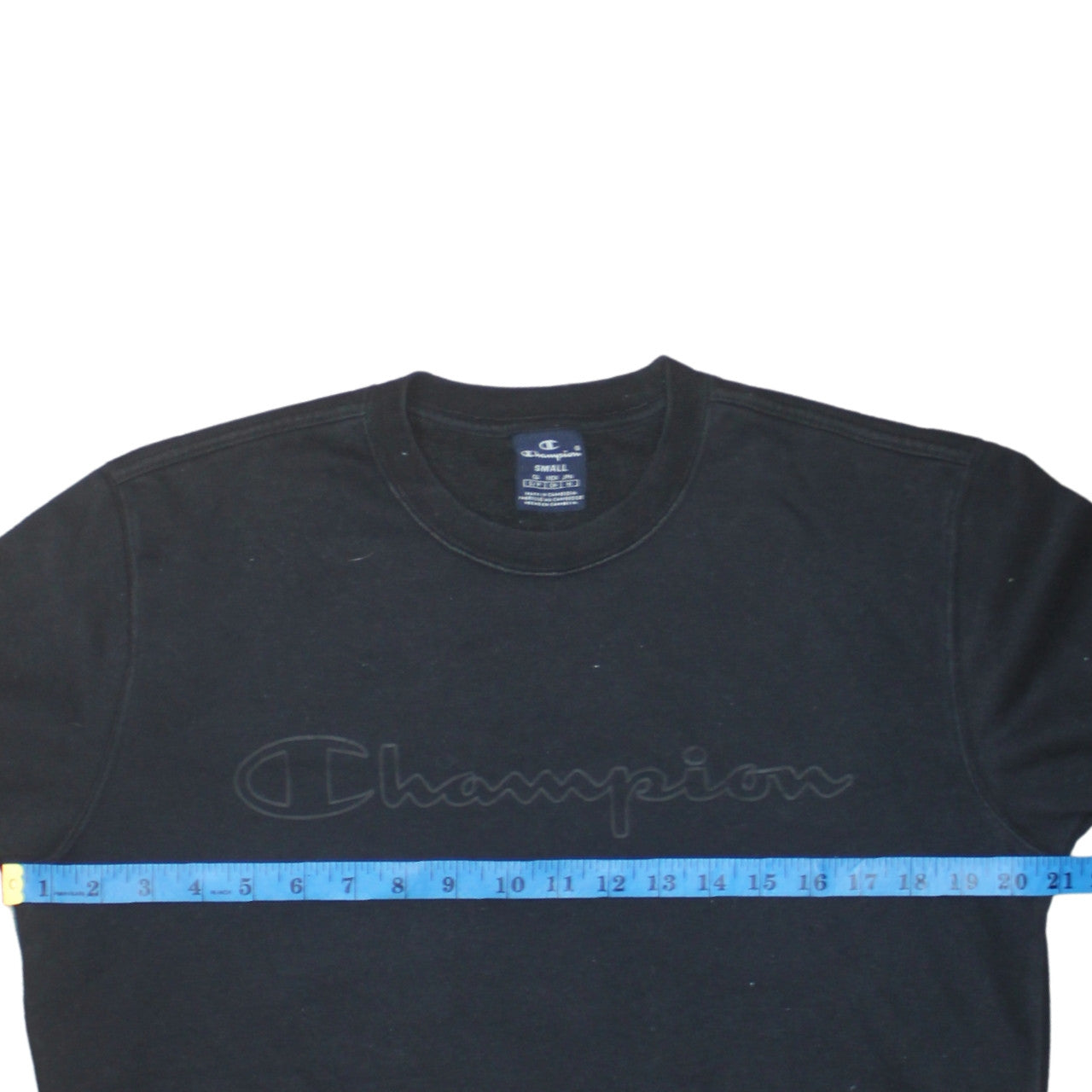 Champion Men's Black Small Crew Neck Fleece Pullover Sweatshirt