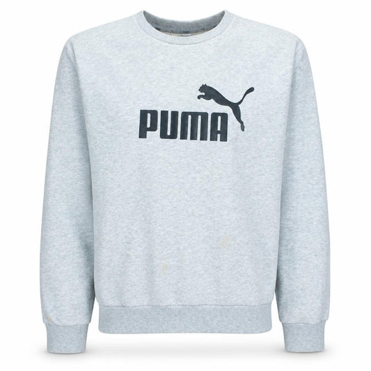 Front view of Puma women’s grey crew neck pullover sweatshirt, size XS