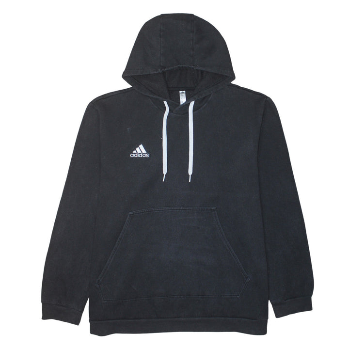 Adidas Men's Black 2XL Pullover Hoodie with Logo Embroidery
