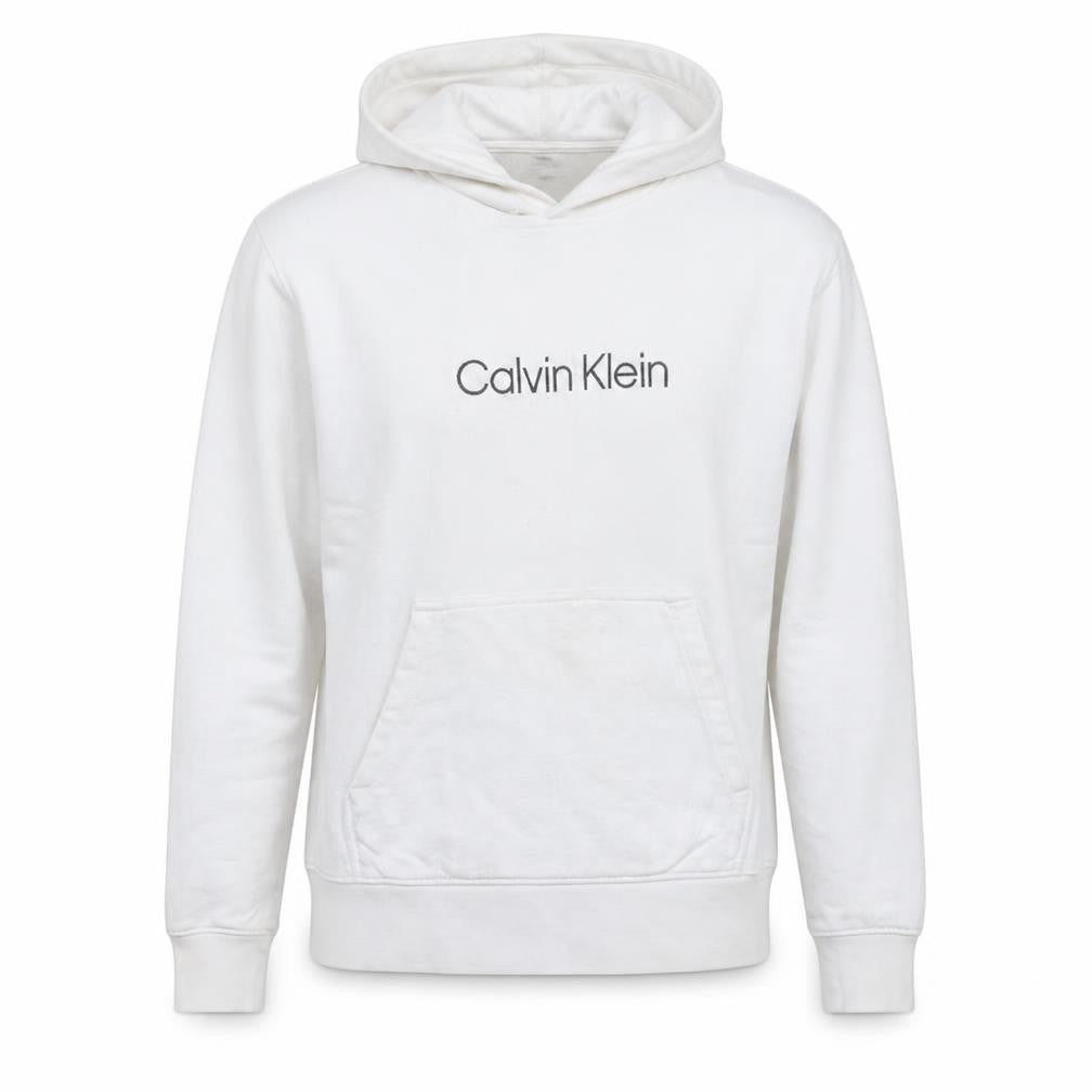 Calvin Klein Men’s White Pullover Hoodie Medium Logo Cotton