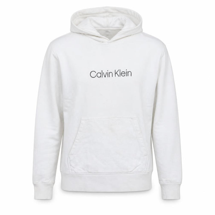 Calvin Klein Men’s White Pullover Hoodie Medium Logo Cotton