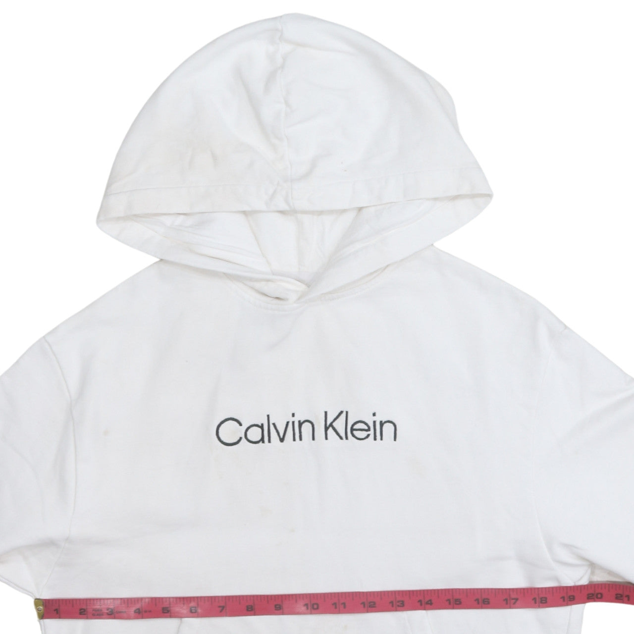 Calvin Klein Men’s White Pullover Hoodie Medium Logo Cotton