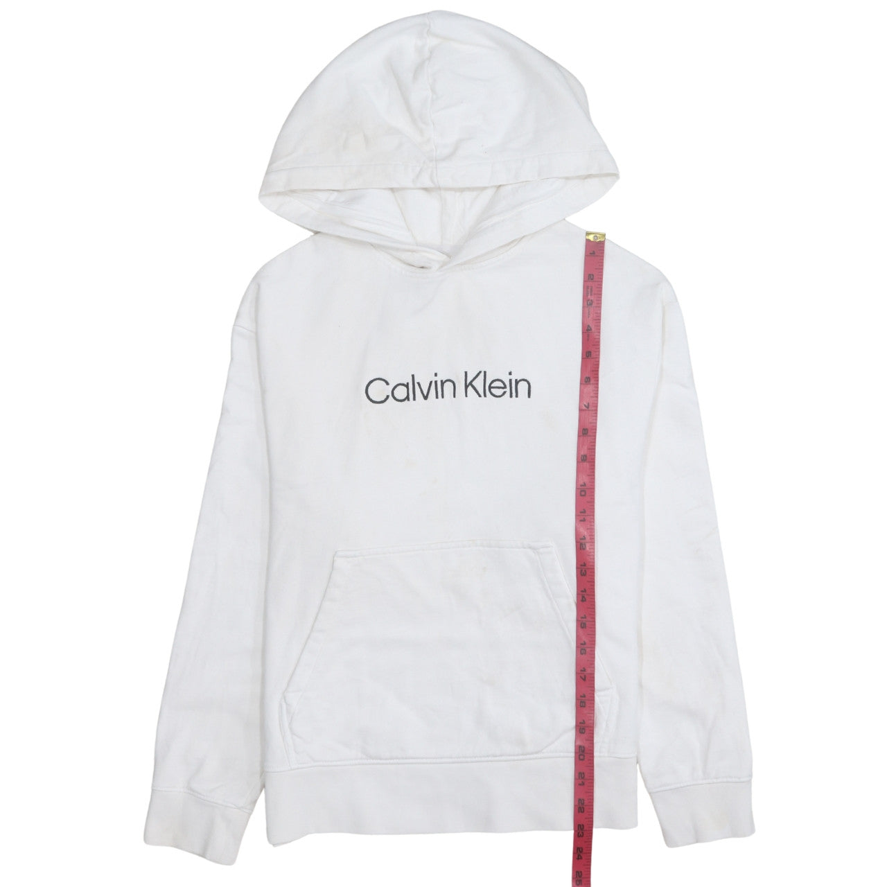 Calvin Klein Men’s White Pullover Hoodie Medium Logo Cotton