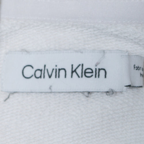 Calvin Klein Men’s White Pullover Hoodie Medium Logo Cotton
