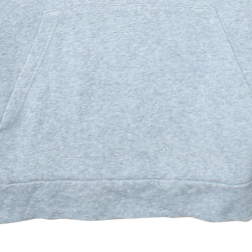 Adidas Men's Grey Navy Pullover Hoodie L Logo Fleece Sweatshirt