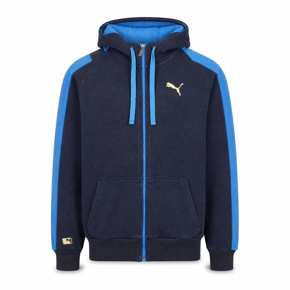 Puma Men's Blue Full Zip Hoodie Small Sports Fleece Sweatshirt