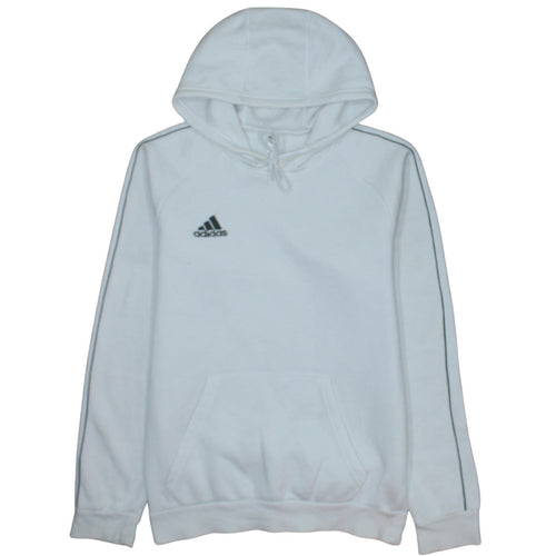 Adidas Men's White Small Pullover Hoodie with Logo Detail