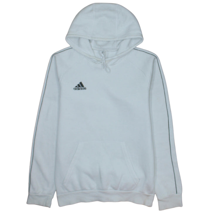 Adidas Men's White Small Pullover Hoodie with Logo Detail