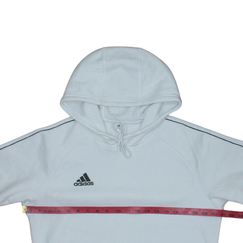 Adidas Men's White Small Pullover Hoodie with Logo Detail