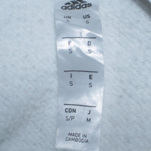 Adidas Men's White Small Pullover Hoodie with Logo Detail