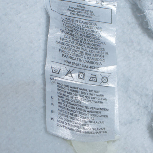 Adidas Men's White Small Pullover Hoodie with Logo Detail