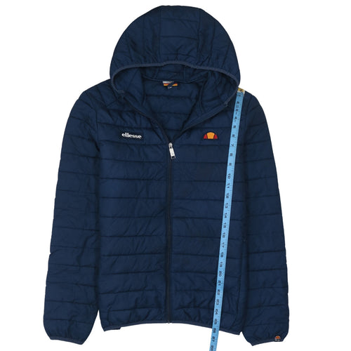 Ellesse Men Blue Hooded Puffer Jacket M Regular Fit Quilted Zip-Up