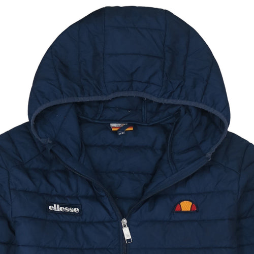 Ellesse Men Blue Hooded Puffer Jacket M Regular Fit Quilted Zip-Up
