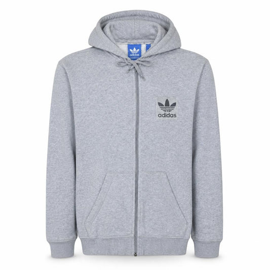 Front view of Adidas Men's Grey Full Zip Hoodie, size S, Sportswear