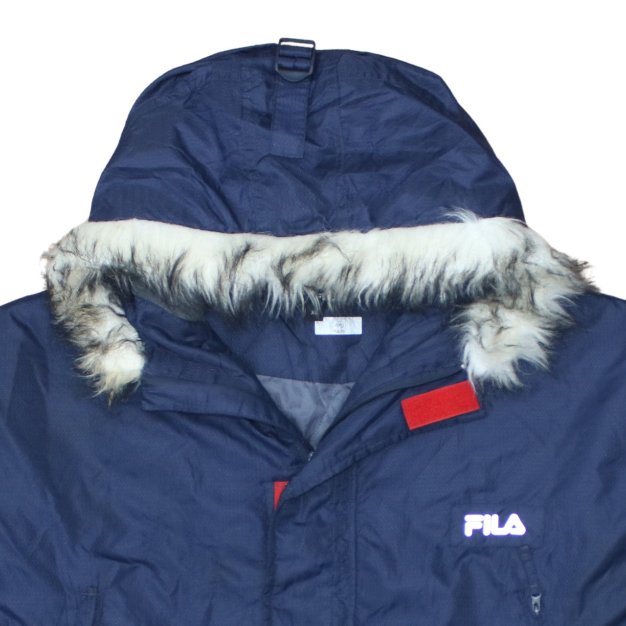 Fila Men's Blue Hooded Parka Jacket XL Faux Fur Trim Winter Coat