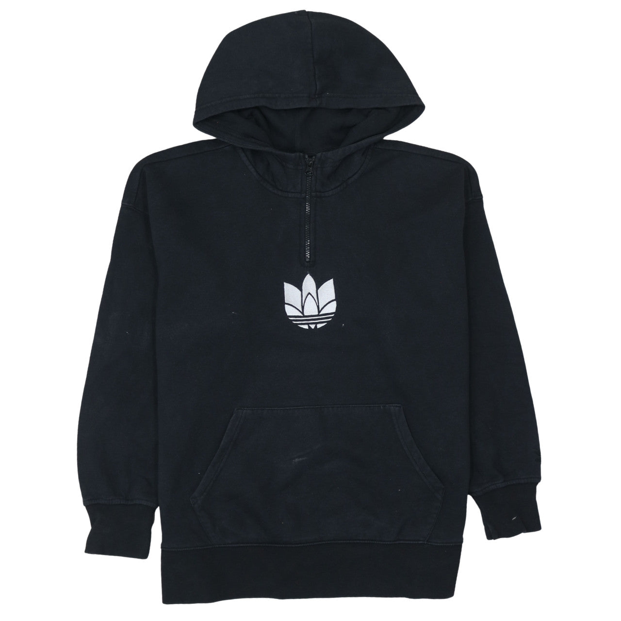 Adidas Womens Black 1/4 Zip Hoodie Sweatshirt Size 10 Cotton