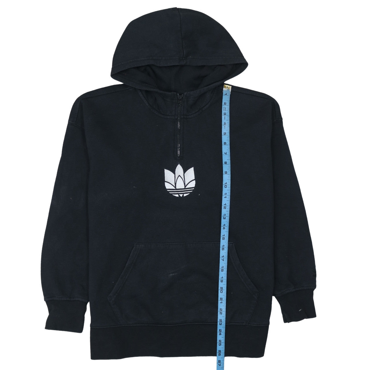 Adidas Womens Black 1/4 Zip Hoodie Sweatshirt Size 10 Cotton