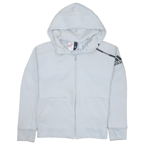 Adidas Boys Grey Full Zip Hoodie Size 13-14 Years Hooded Logo Sportswear