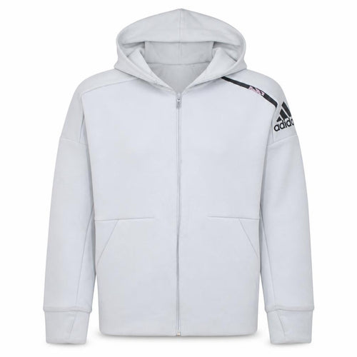 Adidas Boys Grey Full Zip Hoodie Size 13-14 Years Hooded Logo Sportswear