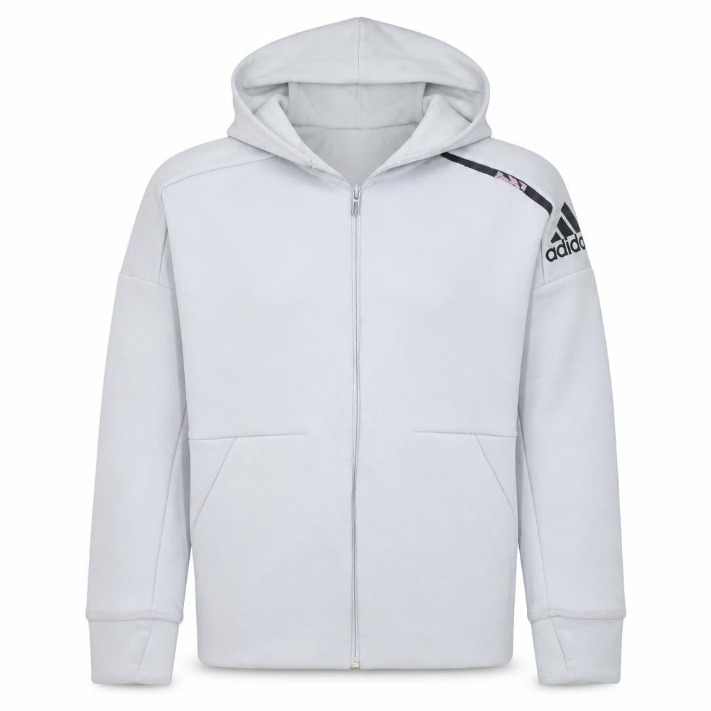 Adidas Boys Grey Full Zip Hoodie Size 13-14 Years Hooded Logo Sportswear