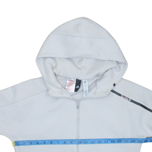 Adidas Boys Grey Full Zip Hoodie Size 13-14 Years Hooded Logo Sportswear