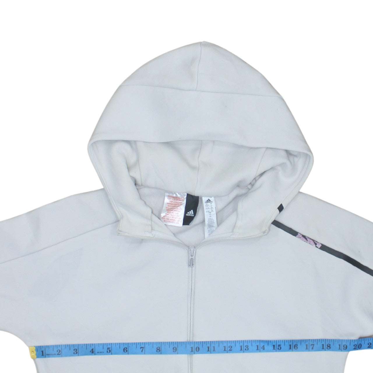 Adidas Boys Grey Full Zip Hoodie Size 13-14 Years Hooded Logo Sportswear
