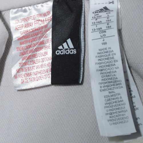 Adidas Boys Grey Full Zip Hoodie Size 13-14 Years Hooded Logo Sportswear