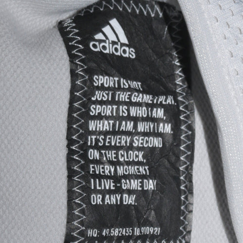 Adidas Boys Grey Full Zip Hoodie Size 13-14 Years Hooded Logo Sportswear