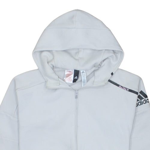 Adidas Boys Grey Full Zip Hoodie Size 13-14 Years Hooded Logo Sportswear