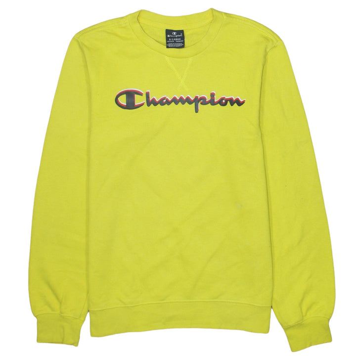 Champion Boys Yellow Pullover Sweatshirt XL 13-14 Years Logo Fleece
