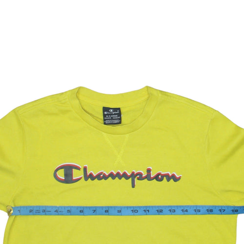 Champion Boys Yellow Pullover Sweatshirt XL 13-14 Years Logo Fleece