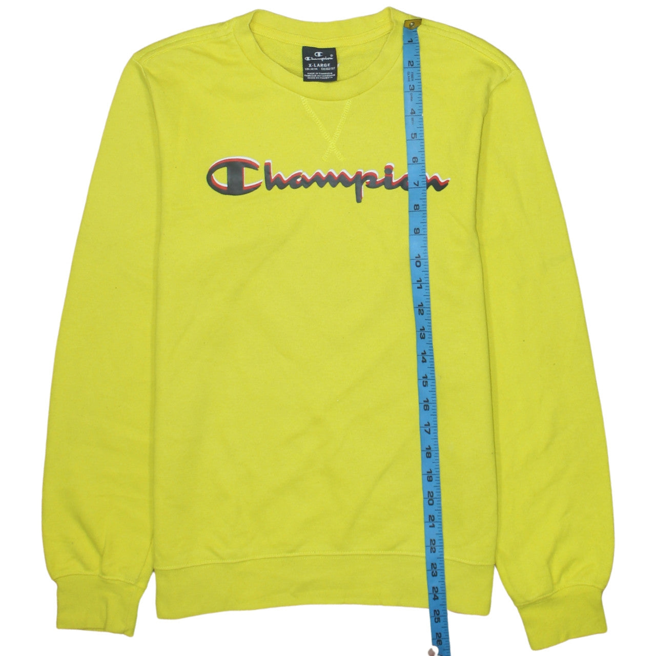 Champion Boys Yellow Pullover Sweatshirt XL 13-14 Years Logo Fleece