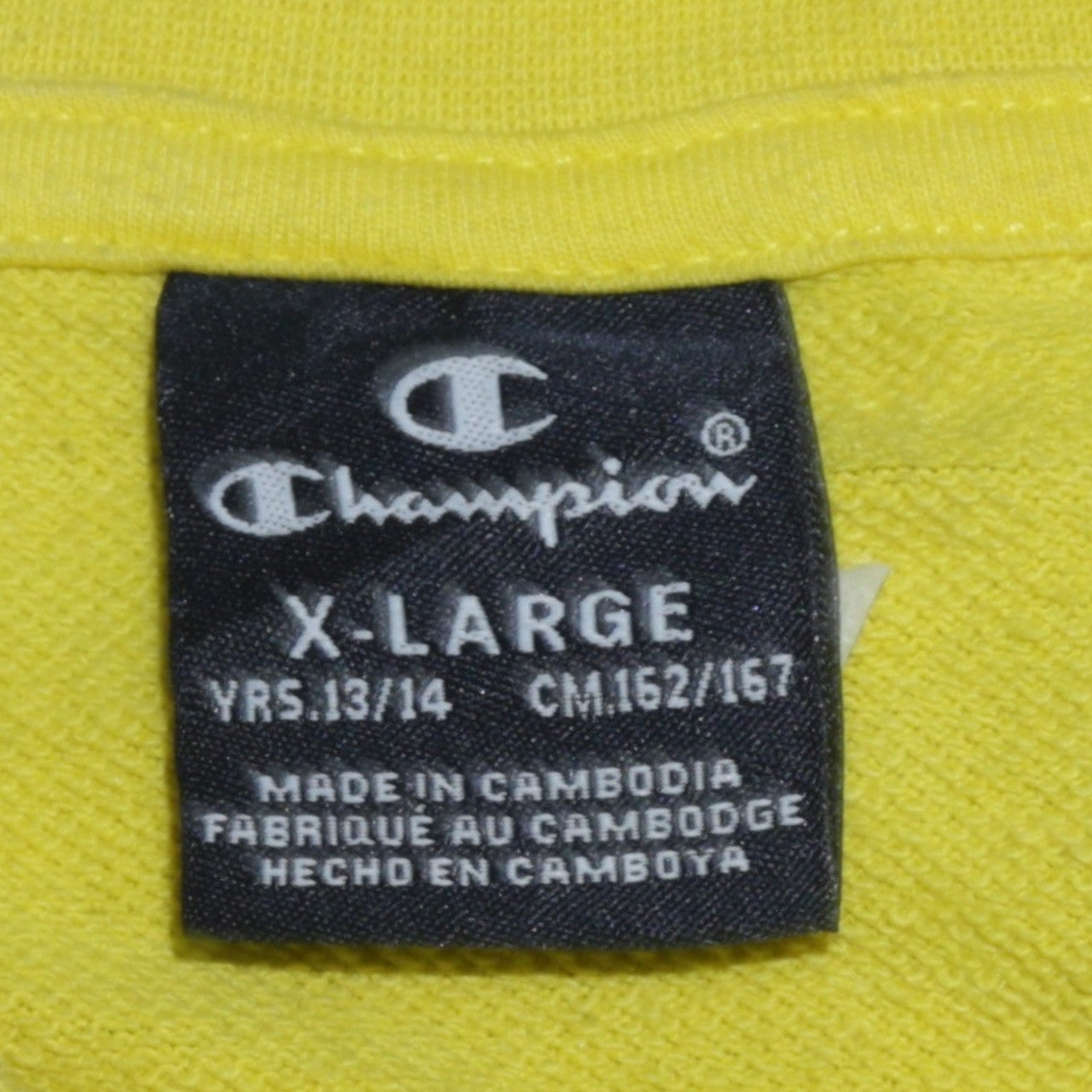 Champion Boys Yellow Pullover Sweatshirt XL 13-14 Years Logo Fleece