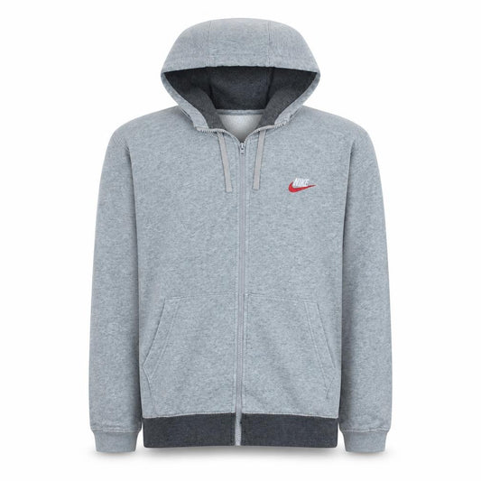 Front view of Nike Men's Grey Full Zip Hoodie M Regular Fit Sportswear