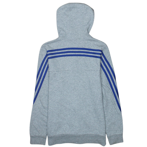 Adidas Boys Grey Full Zip Hoodie L 13-14 Years Hooded Sportswear